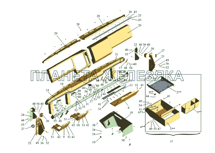 Установка панели приборов  64221-5300014 МАЗ-533731