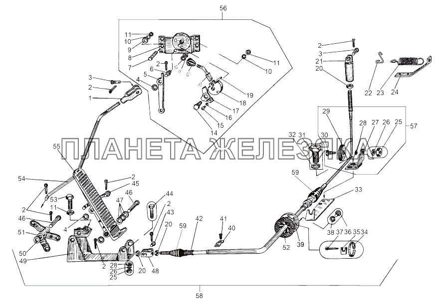 Привод управления акселератором 7911-1100015-10 МАЗ-543 (7310)