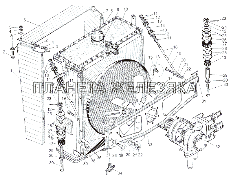 Установка радиатора гидротрансмиссии 543М МАЗ-543 (7310)