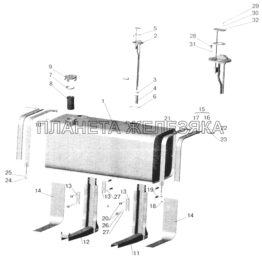 Крепление топливного бака МАЗ-642208, МАЗ-642205, МАЗ-543208, МАЗ-543205 МАЗ-543202