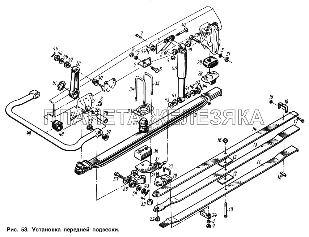 Установка передней подвески МАЗ-64221