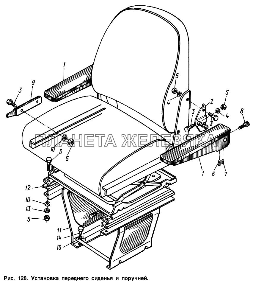 Установка переднего сиденья и поручней МАЗ-64221