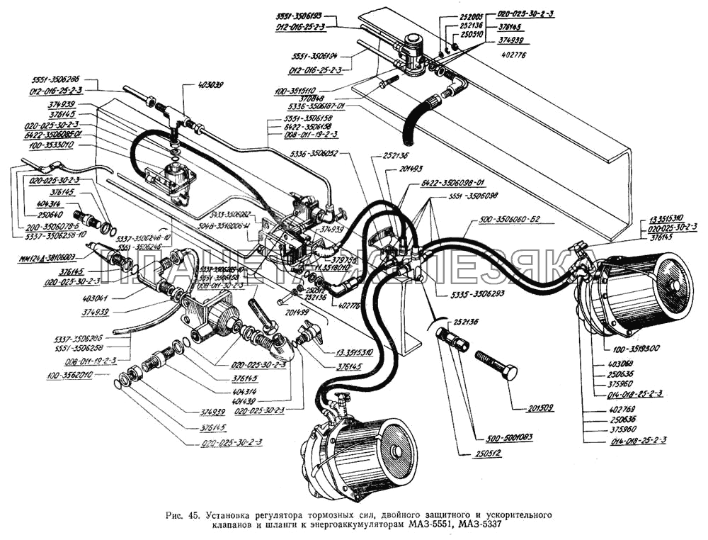 Схема включения электродвигателей вентилятора отопителя МАЗ-555102.