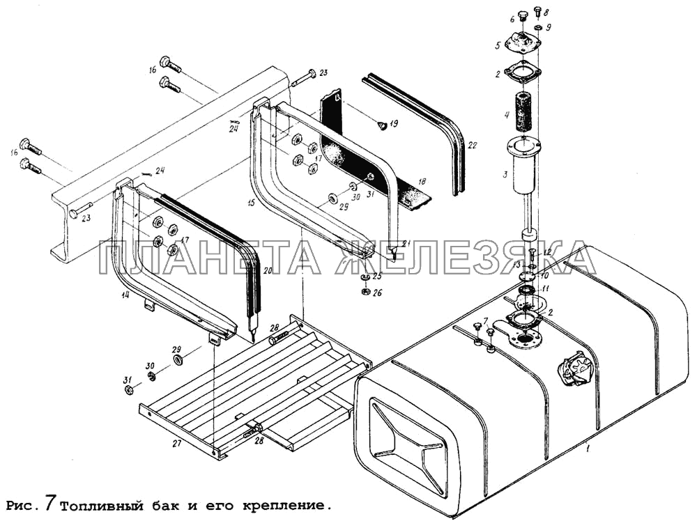 Топливный бак и его крепление МАЗ-5434