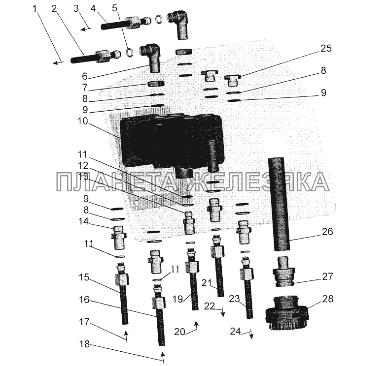 Тормозной кран и присоединительная арматура МАЗ-544069