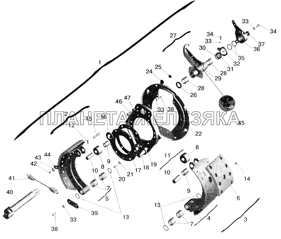 Тормозной механизм передних колес МАЗ-5516 (2003)