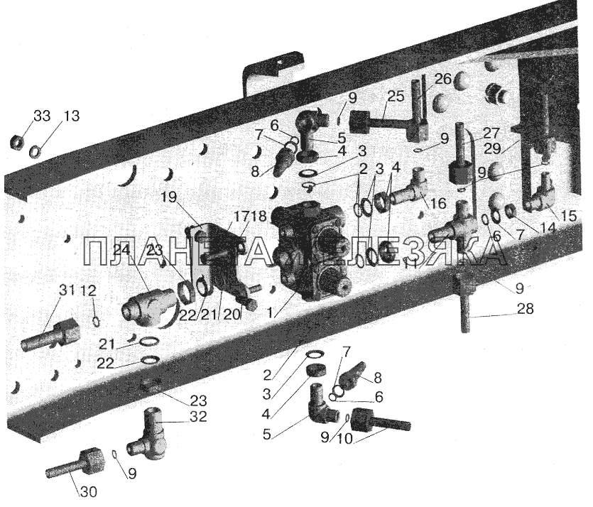 Крепление четырехконтурного клапана МАЗ-543203, 543202 МАЗ-5516 (2003)