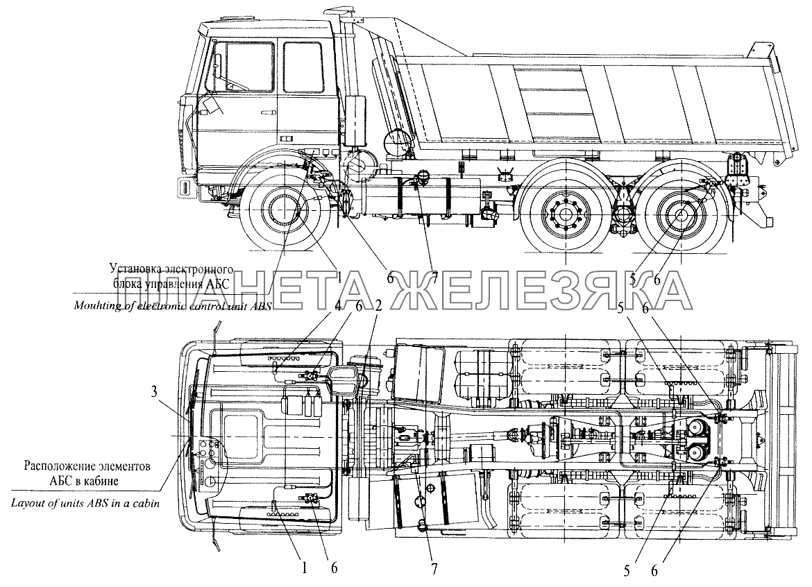 Установка элементов электрооборудования АБС на автомобиле МАЗ-551605 МАЗ-5516 (2003)
