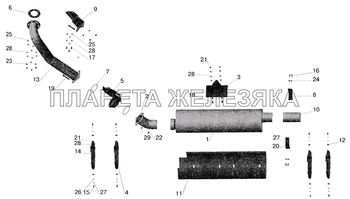 Установка системы выпуска отработавших газов МАЗ-555102, 551603 МАЗ-5516 (2003)