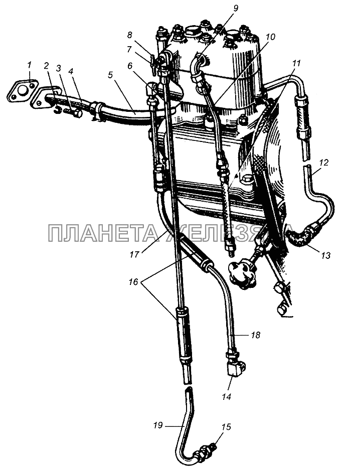 Трубопроводы компрессора МАЗ-5549