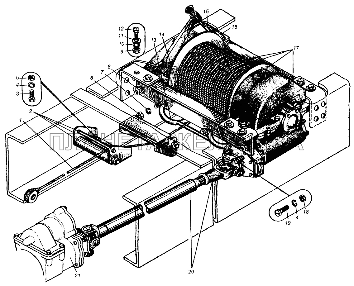 Лебедка, вал карданный лебедки МАЗ-509А МАЗ-5549