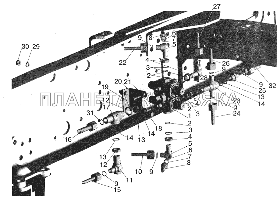 Крепление четырехконтурного клапана МАЗ-642208, 642205 МАЗ-5551 (2003)