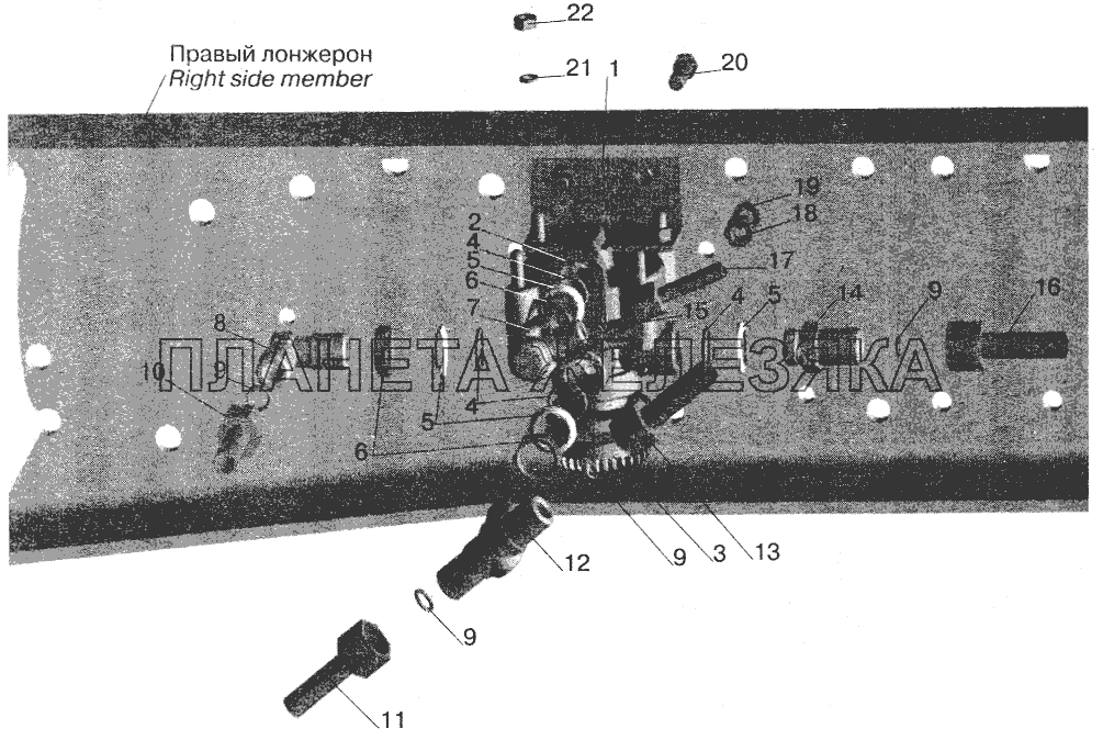 Установка ускорительного клапана и присоединительной арматуры МАЗ-642208, 642205 МАЗ-5551 (2003)