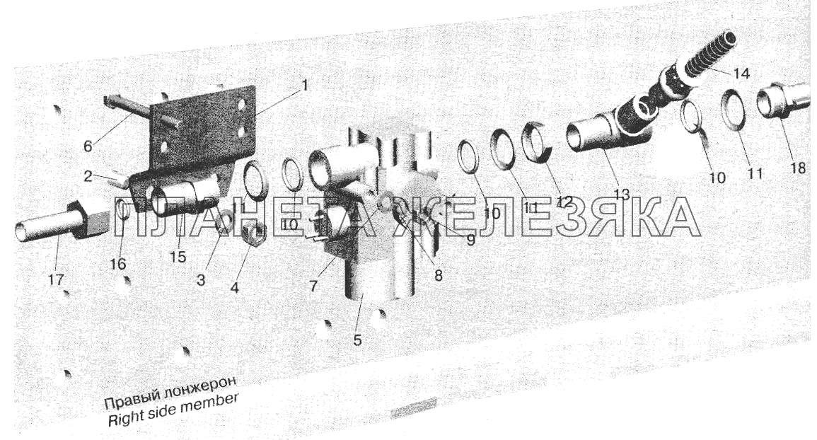 Установка задних модуляторов и присоединительной арматуры на автомобиль с пневмоподвеской МАЗ-543208, 543205 МАЗ-5551 (2003)