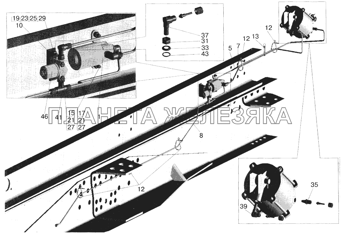 Установка механизмов запора борта МАЗ-5516 МАЗ-5551 (2003)