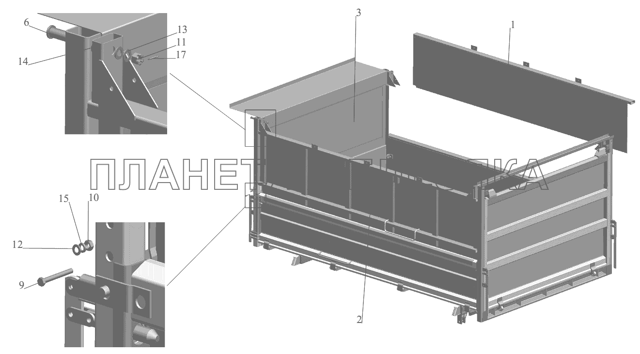 Установка надставных бортов 555103-8500012-055 (-056) МАЗ-555102, 5551А2