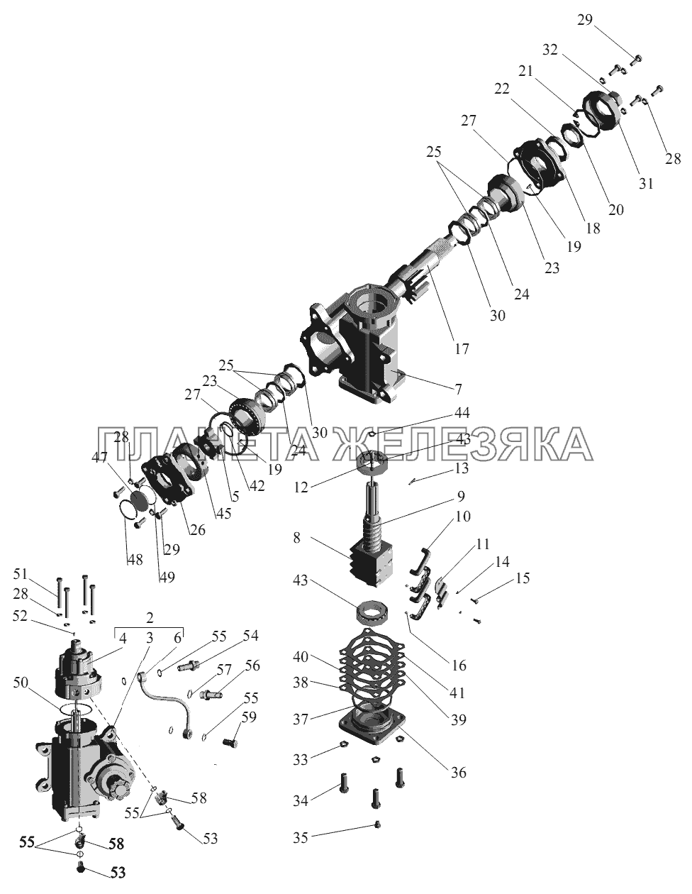 Рулевой механизм 64229-3400008 МАЗ-555102, 5551А2