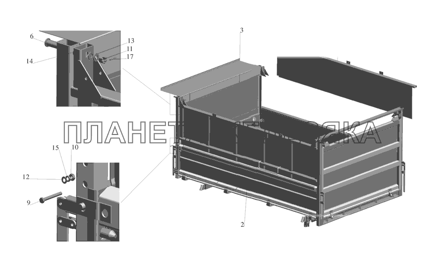 Установка надставных бортов 555103-8500012-055 (-056) МАЗ-555142