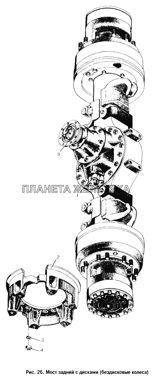 Мост задний с дисками (бездисковые колеса) МАЗ-6303