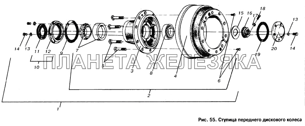 Ступица переднего дискового колеса МАЗ-53363