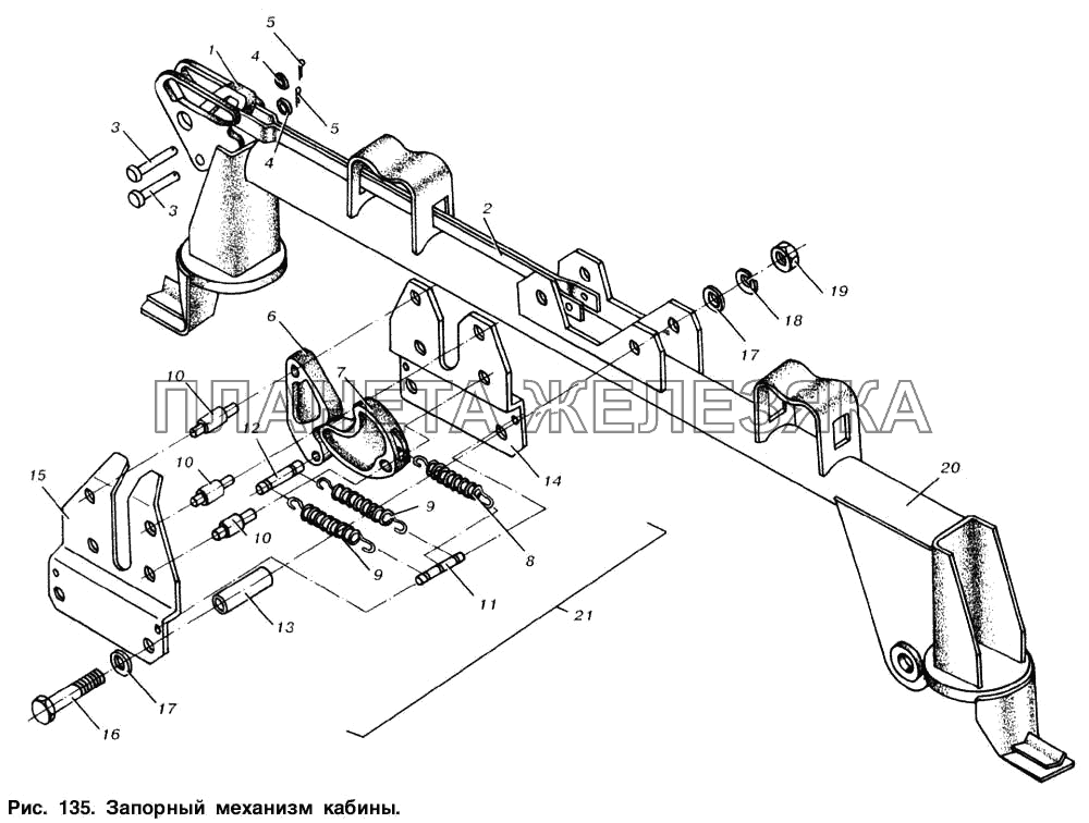 Запорный механизм кабины МАЗ-53363