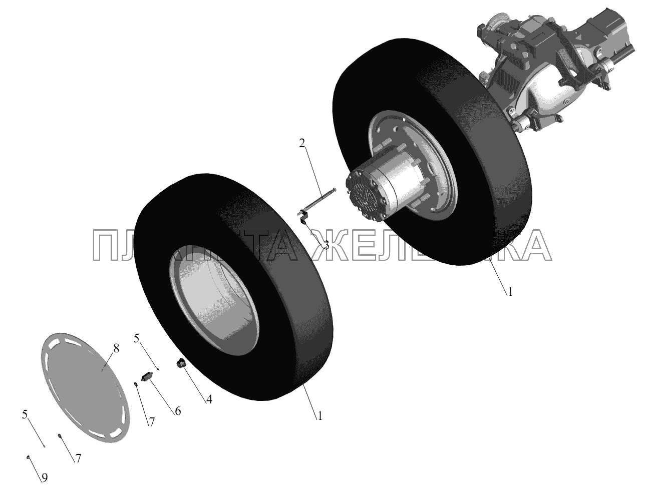 Установка задних колес 54321-3100002-020, 720 МАЗ-6422, 5432