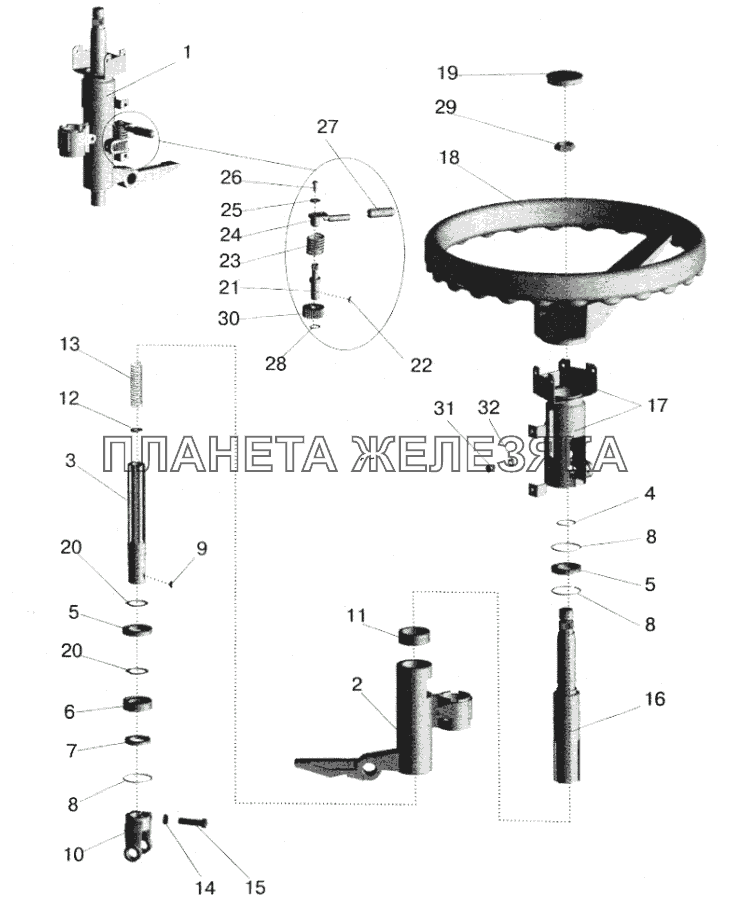 Колонка рулевая с колесом рулевого управления МАЗ-6422