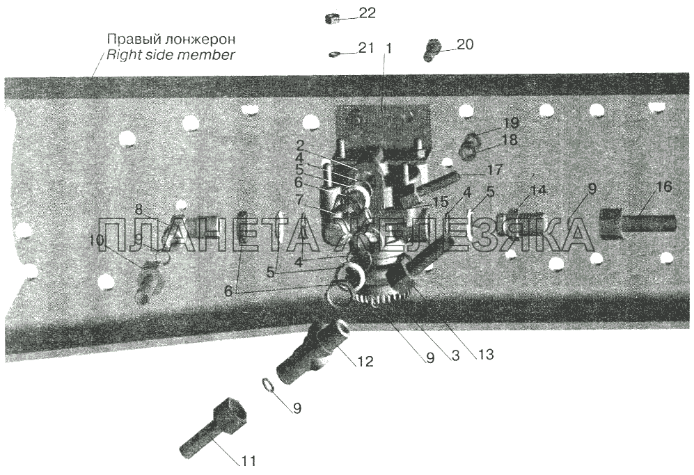 Установка ускорительного клапана и присоединительной арматуры МАЗ-642208, 642205 МАЗ-6422