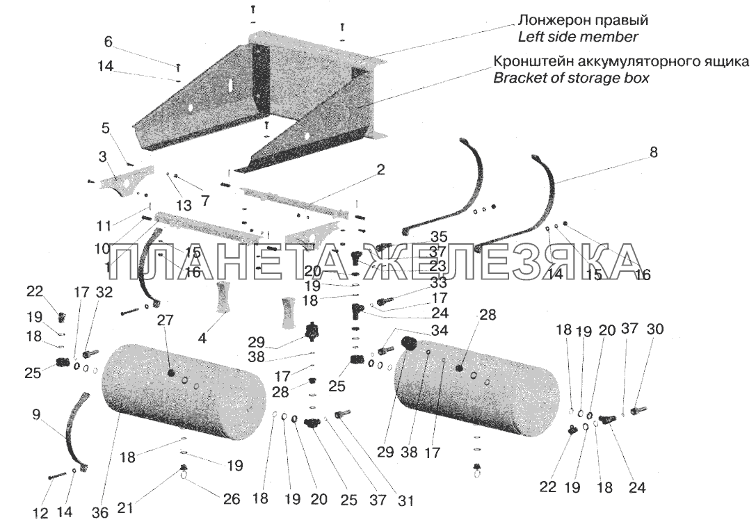 Установка ресивера и присоединительной арматуры на МАЗ-642208, 642205 МАЗ-6422