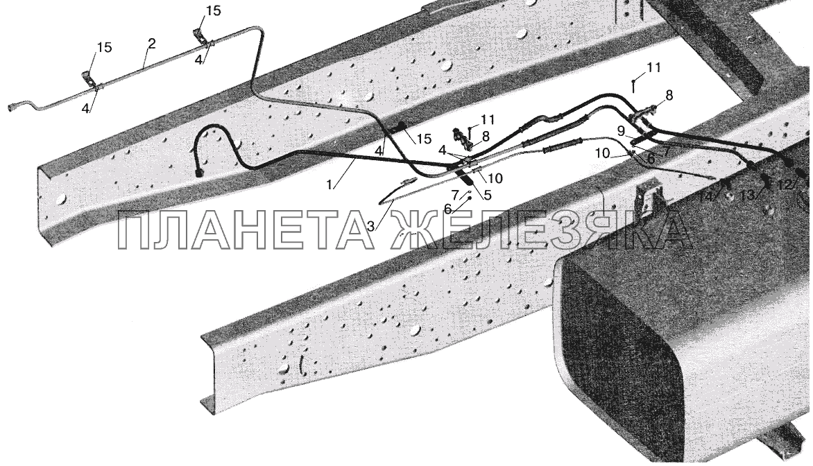 Установка топливопроводов МАЗ-551605 (без подогревателя) МАЗ-6422