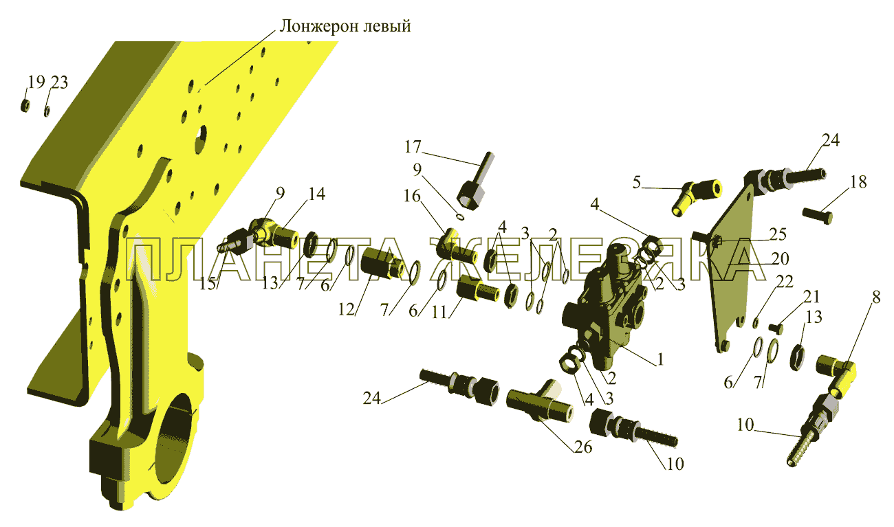 Крепление четырехконтурного клапана МАЗ-642505 (210,211) МАЗ-642505, 642508