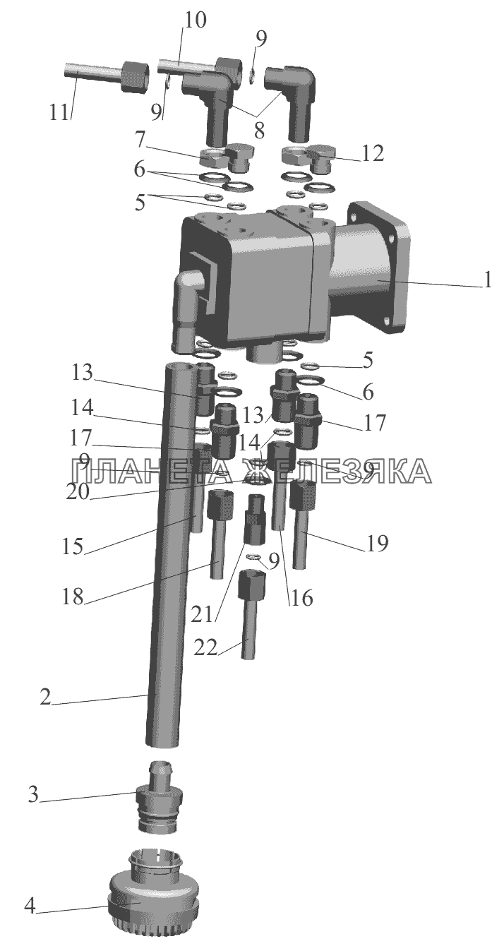 Тормозной кран и присоединительная арматура МАЗ-6430A8 (5440A8, 5440A5)