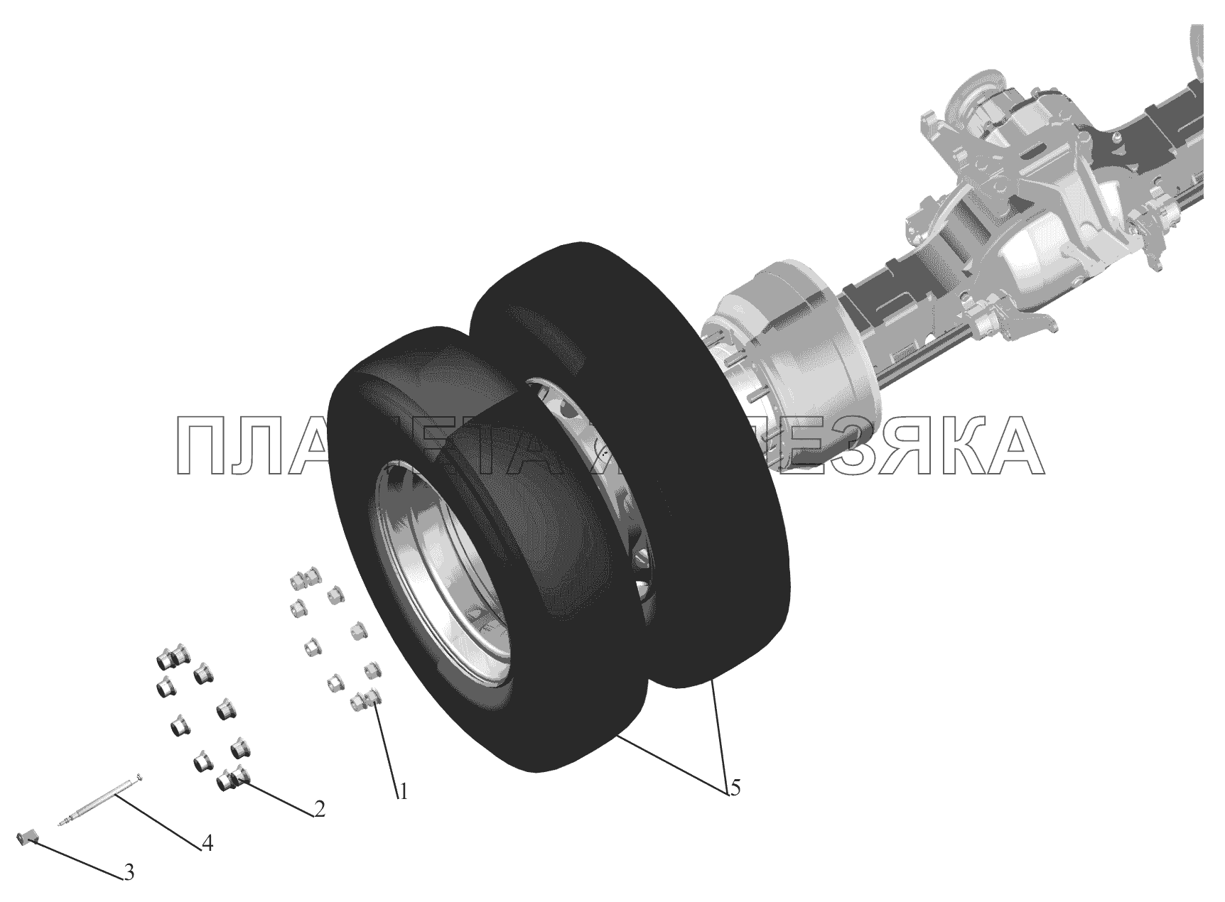 Установка задних колес МАЗ-6430A8 (5440A8, 5440A5)