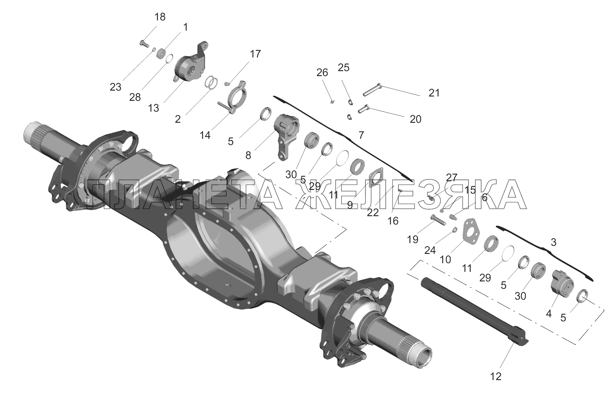 Привод тормозного механизма задних колес МАЗ-6430A8 (5440A8, 5440A5)