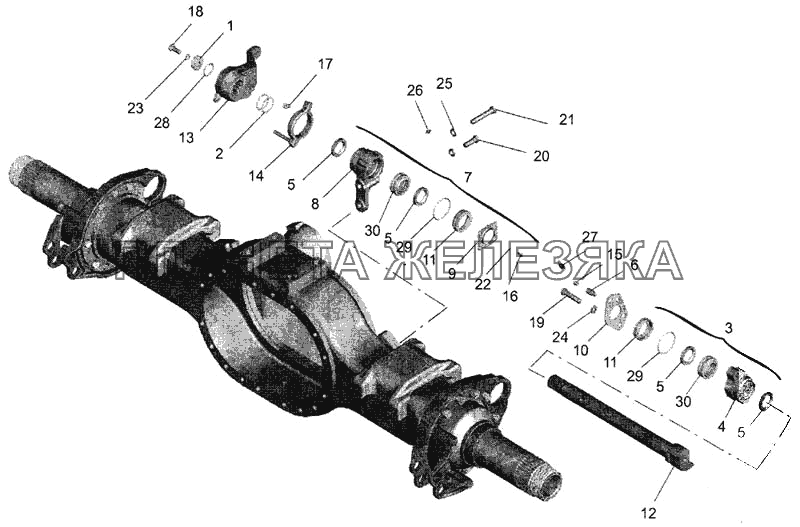 Привод тормозного механизма задних колес МАЗ-643068