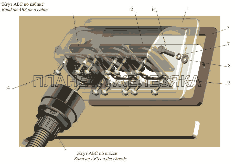 Ввод жгутов АБС по шасси в кабину МАЗ-650108
