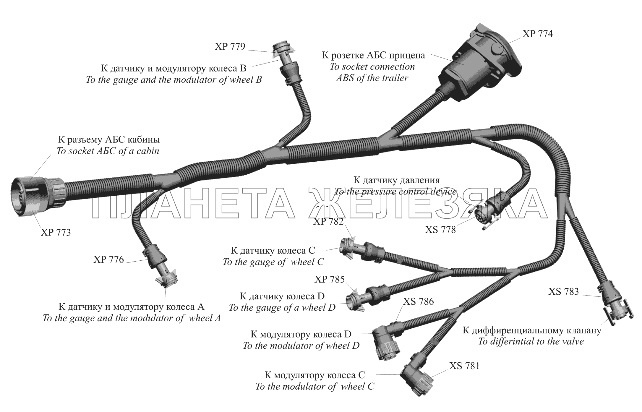 Жгут АБС по шасси 650119-3724760 МАЗ-650119