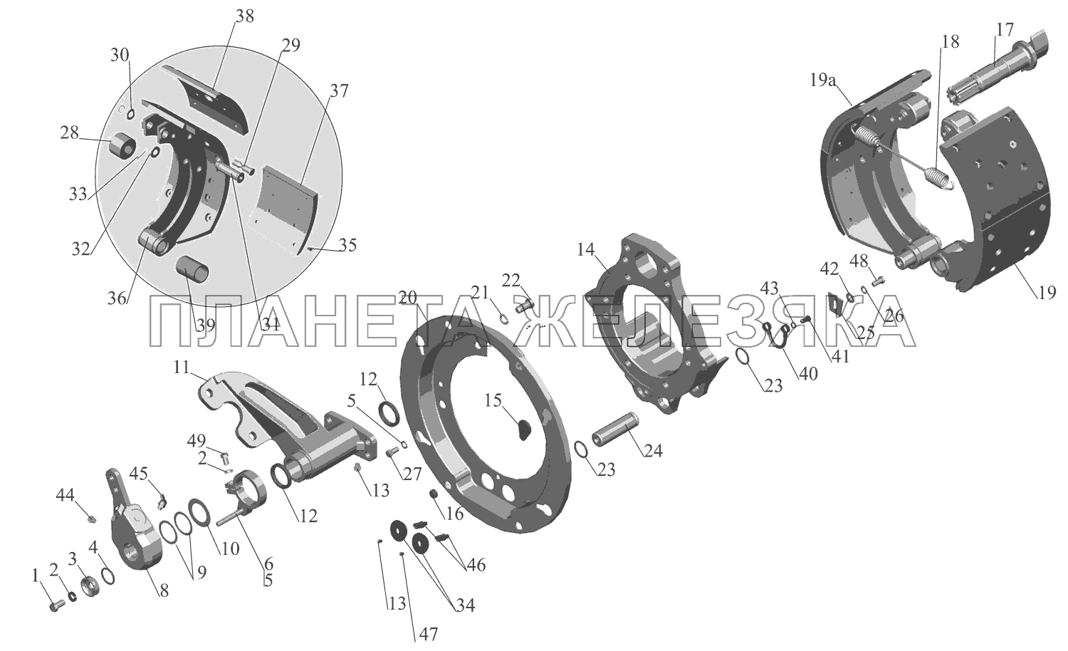 Тормозной механизм передних колес 6516-3501004 (6516-3501005) МАЗ-651669-320 (340)