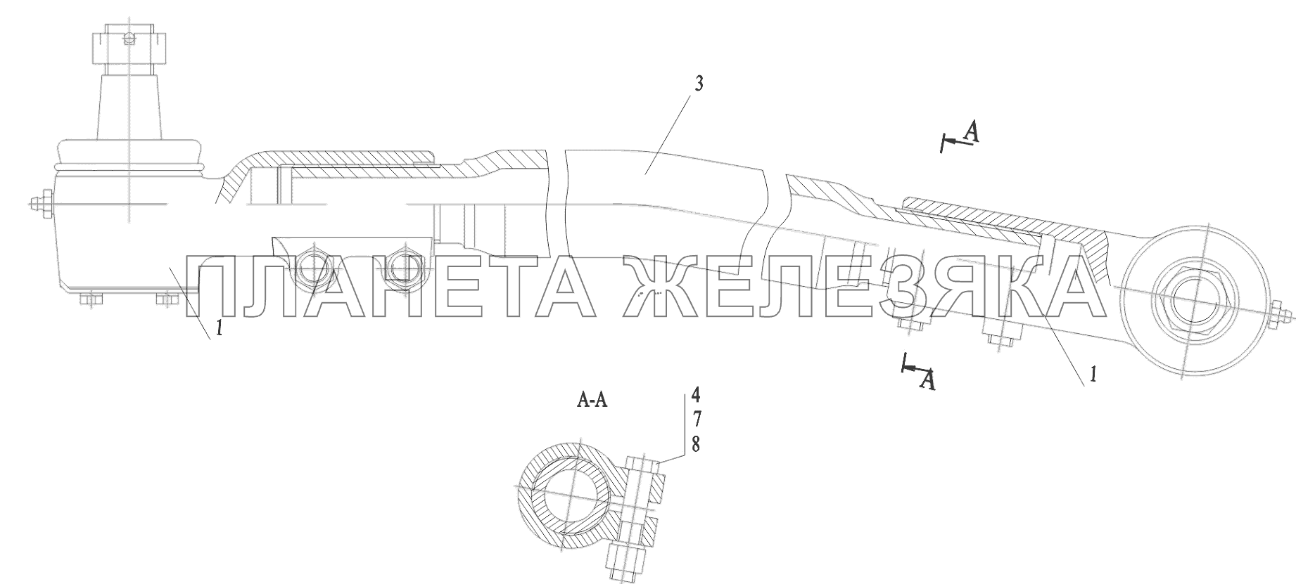 Тяга продольная 6516V8-3003098-000 МАЗ-6516V8-520 (6516V8-540)