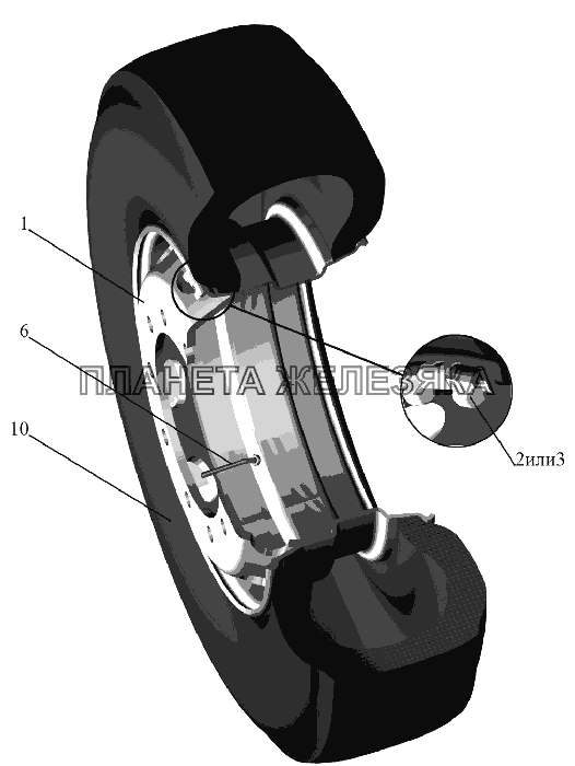 Колесо и шина МАЗ-6516V8-520 (6516V8-540)