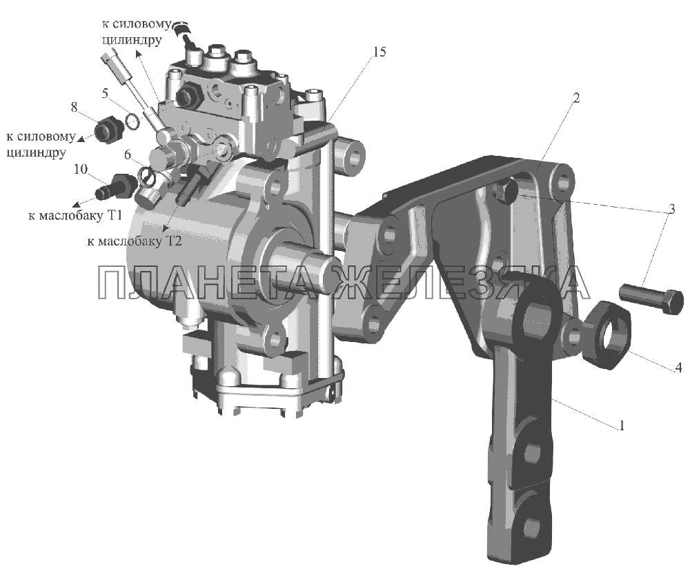 Рулевой механизм с кронштейном 6516V8-3400006-000 МАЗ-6516V8-520 (6516V8-540)