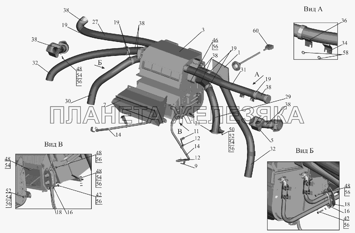 Установка отопителя 631019-8100001-010 МАЗ-6516V8-520 (6516V8-540)