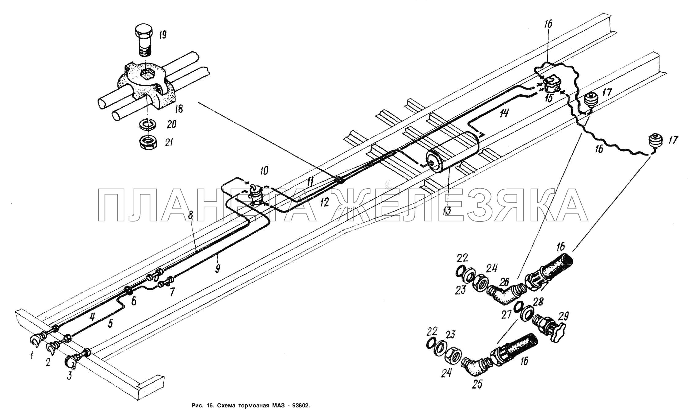 Схема тормозная МАЗ-93802 МАЗ-93802