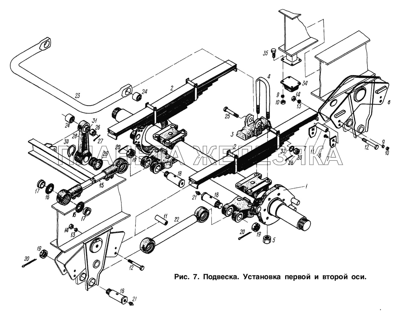 Подвеска. Установка первой и второй оси МАЗ-93892