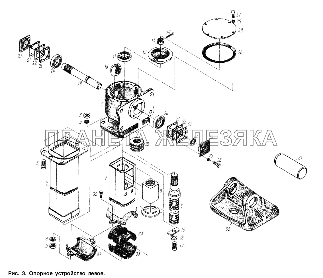 Опорное устройство левое МАЗ-9506
