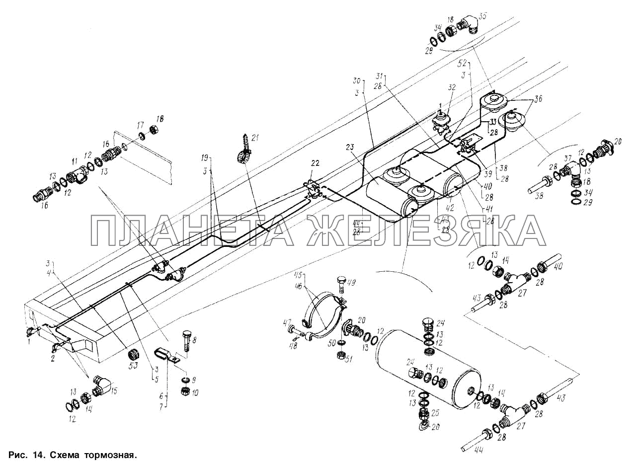 Схема тормозная МАЗ-9506