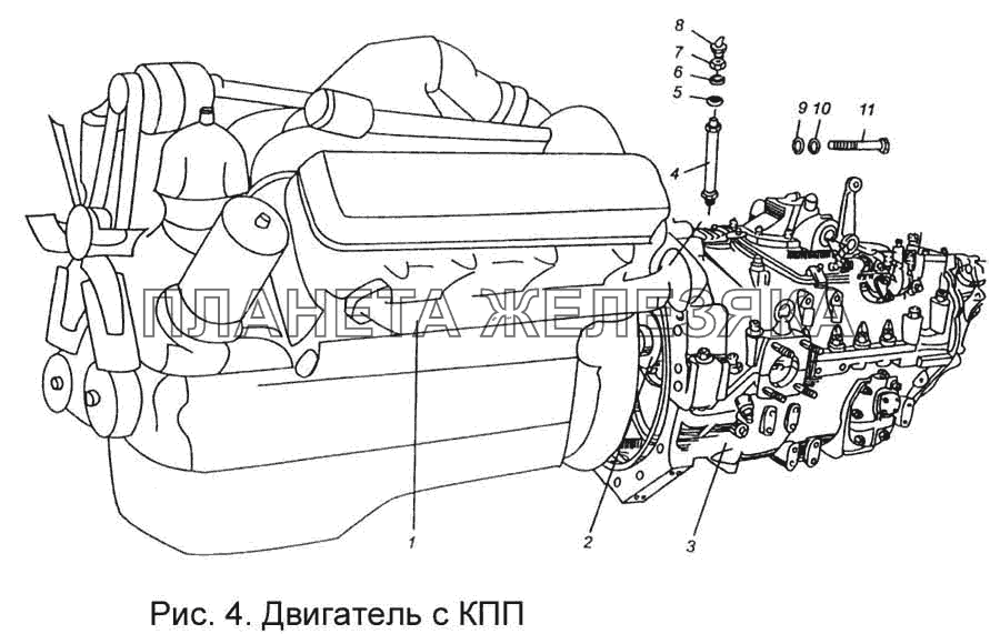Двигатель с КПП КПП МАЗ-543205-070