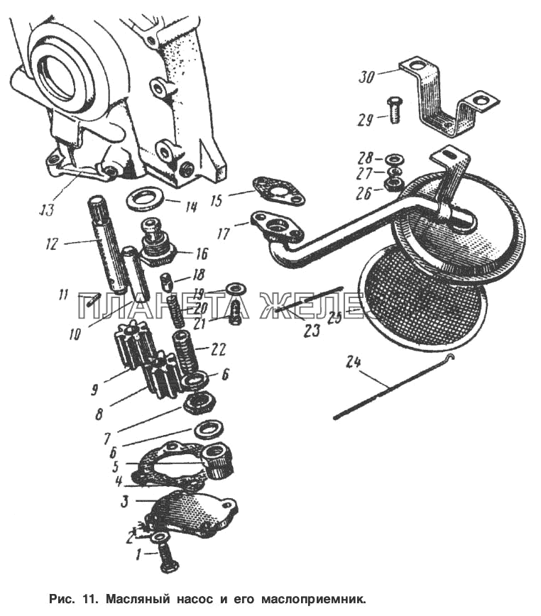 Масляный насос и его маслоприемник Москвич-2140