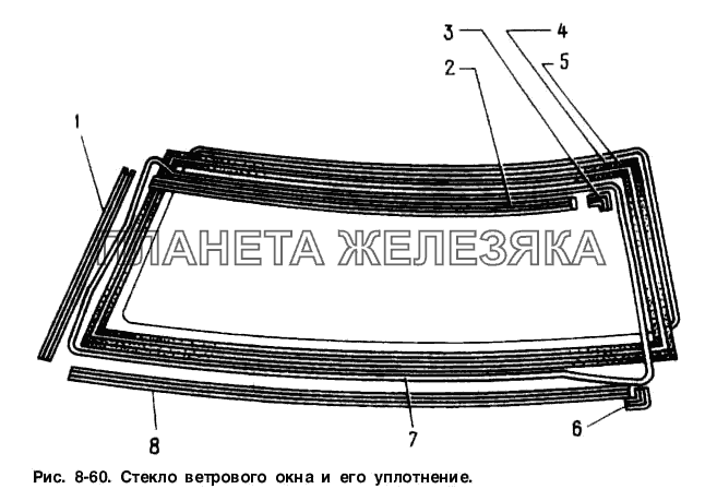 Стекло ветрового окна и его уплотнение Москвич-2141