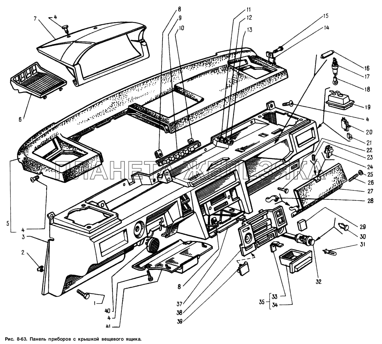 Панель приборов с крышкой вещевого ящика Москвич-2141